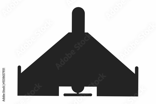 Military drone icon in silhouette style, representing combat UAV or kamikaze drone concept.