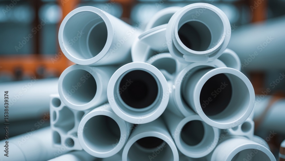 White PVC pipes stacked on a truck for irrigation White PVC pipes stacked on a truck for irrigation