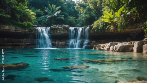 Somerset Falls Waterfall in Port Antonio, Jamaica's Tropical Jungle photo