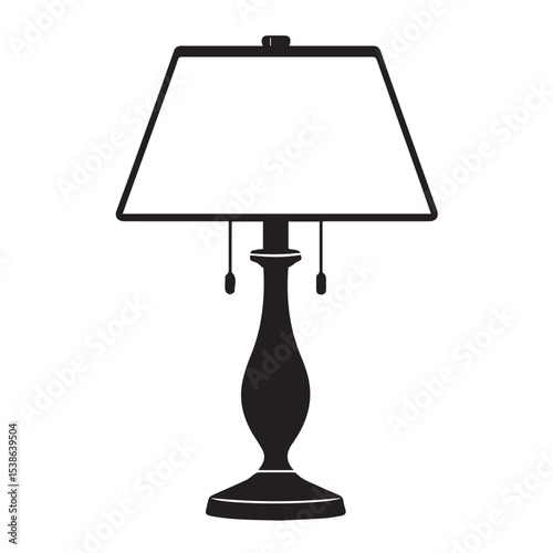 Elegant table lamp silhouette isolated on white background