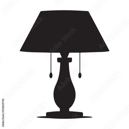 Elegant table lamp silhouette isolated on white background