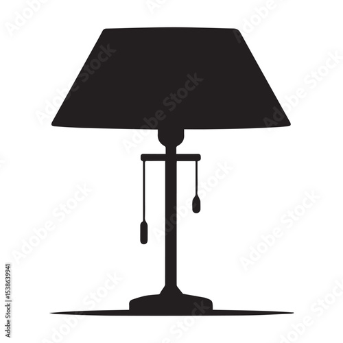 Classic table lamp silhouette isolated on white background