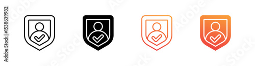Authentication Multiple Style Icon Set Vector 
