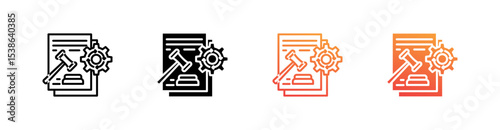 Legal Proceedings Multiple Style Icon Set Vector 