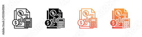 Tax Documents Multiple Style Icon Set Vector 
