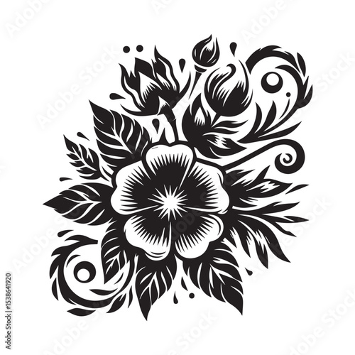 flower silhouette, editable vector image