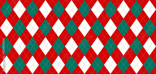 Christmas argyle seamless pattern. Geometric background for Christmas apparel and wrapping paper. Plaid Seamless Pattern. Vector illustration