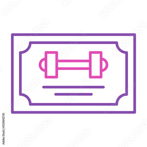 Gym membership line icon vector isolated. Simple symbol of a card, fitness certificate. Symbol of VIP pass.