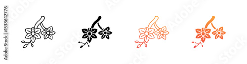 Orchid Multiple Style Icon Set Vector 