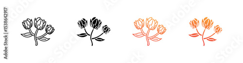 Tulips Multiple Style Icon Set Vector 