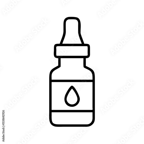 Line art of a dropper bottle with a droplet design  