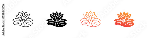 Lotus Multiple Style Icon Set Vector 