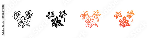 Frangipani Flower Multiple Style Icon Set Vector 