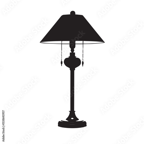 Elegant table lamp silhouette isolated on white background