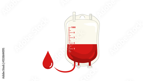 Blood Donation Bag and Drop:  A Simple Illustration for Healthcare Campaigns