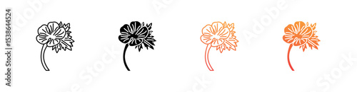 Buttercup Flower Multiple Style Icon Set Vector 