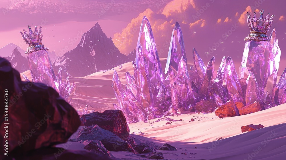 Obraz premium A digital landscape showcasing crystalline formations.