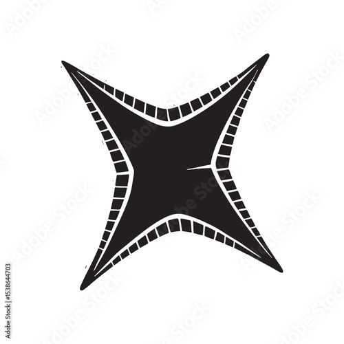 Modern lifebuoy icon, solid black silhouette with abstract geometric design. on white background