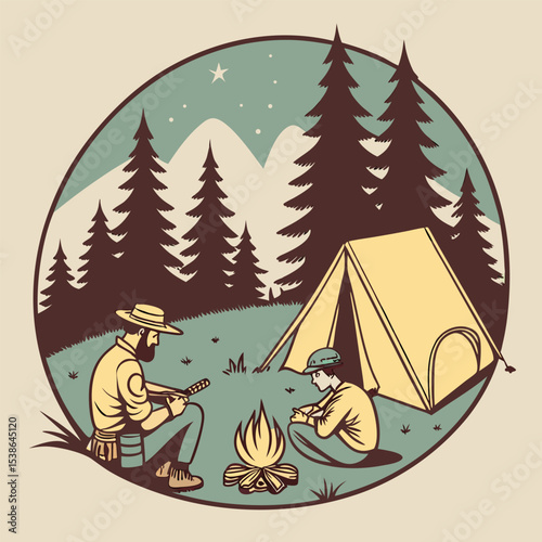 Designed visual drawing symbolizing camp life
