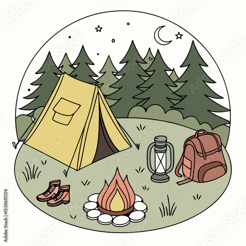 Designed visual drawing symbolizing camp life