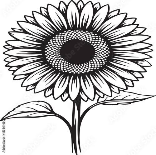 Sunflower Serenade: An artistic, graphic illustration of a sunflower, exuding natural beauty.