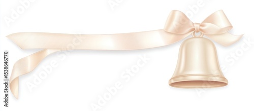 Elegant wedding bell with soft ribbon, capturing the essence of celebration and joy