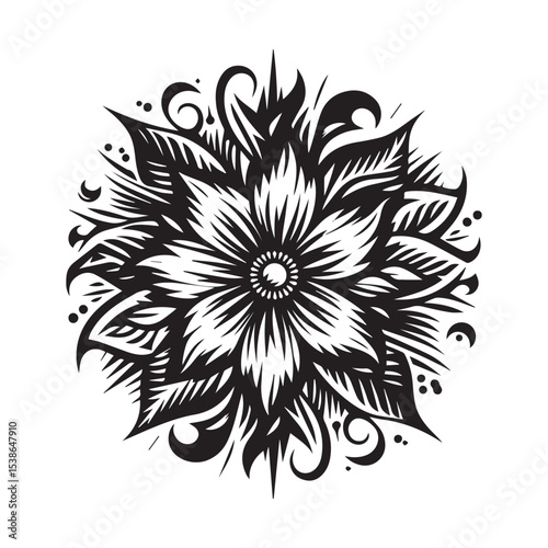 flower silhouette, editable vector image