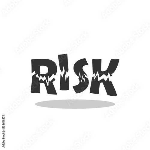 Risk word icon with shadow