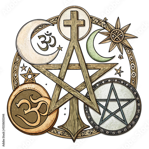religion spirituality occultism Vector white background 