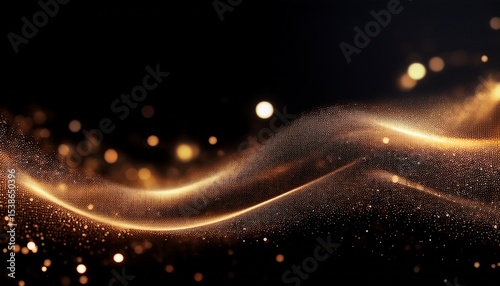 dynamic particle waves glittering texture in ethereal motion glitter on black bokeh background shimmer