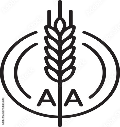 Wheat Emblem with AA Grade: A stylized emblem featuring a wheat stalk within a circular frame, accompanied by the letters "AA," signifying high quality and premium grade.