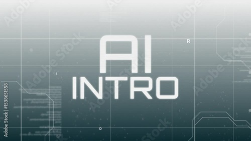 Fading letter R igniting swirling alphanumeric characters forming AI INTRO in grid interface