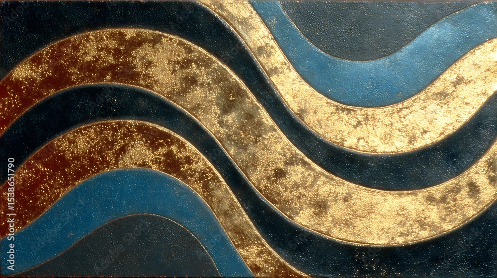 custom made wallpaper toronto digitalAbstract Gold and Blue Wave Pattern Artwork