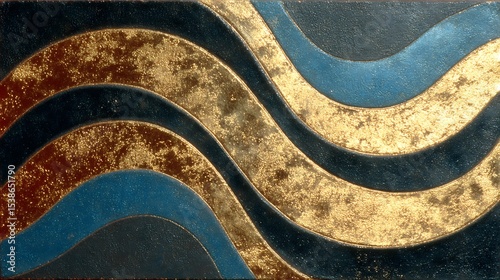 Wallpaper Mural Abstract Gold and Blue Wave Pattern Artwork Torontodigital.ca