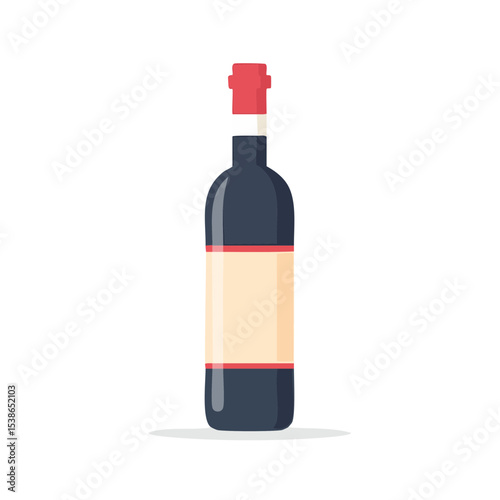 A minimalist illustration of a wine bottle with a simple, clean design. The bottle is dark and the label is empty