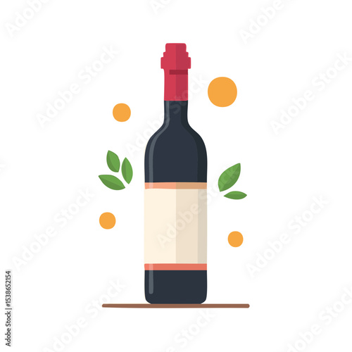 A beautifully illustrated bottle of red wine, perfectly designed and ready to be savored