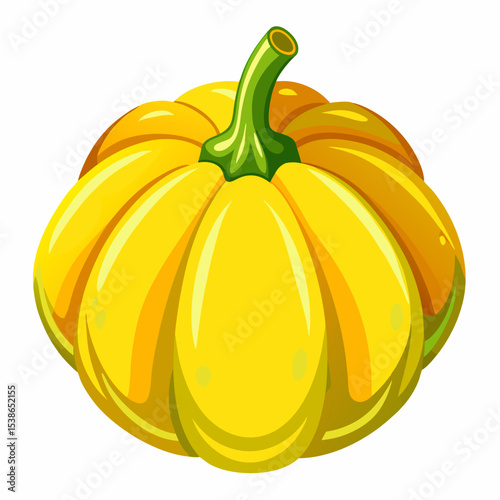 Vibrant Yellow Pumpkin Illustration a Symbol of Autumn and Harvest Season Perfect for Festive Designs and Creative Projects with its Cheerful and Eye Catching Appearance