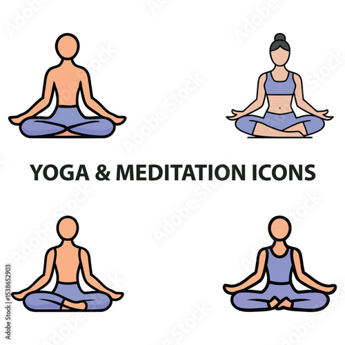 yoga pose icon set
