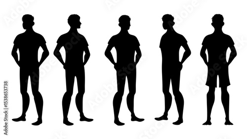 Group of silhouettes people isolated transparent background