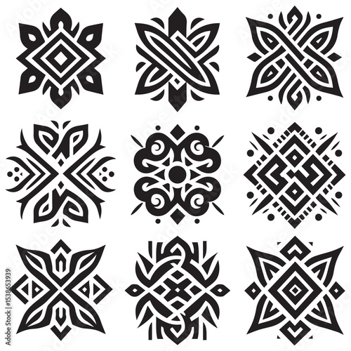 set of ornamental design elements