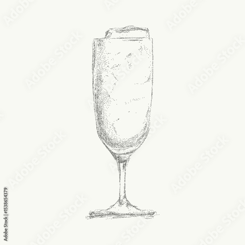 Italian style handcrafted festive cocktail and summer drink with noisy gritty dot halftone effect. Vintage ink sketch for aperitivo and retro pop art design.