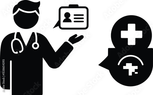 Doctor Presenting Medical Information in Vector Format