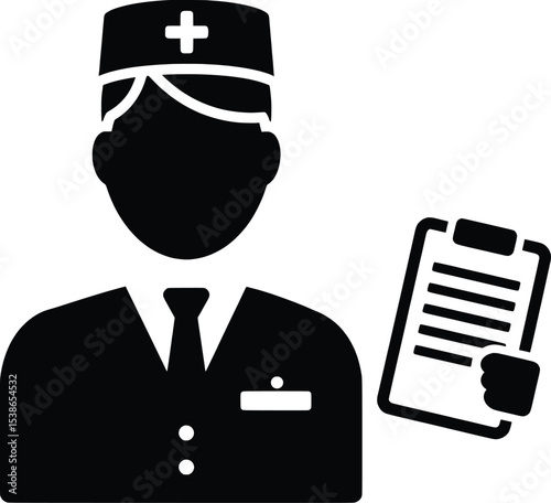 Doctor with Clipboard Vector Illustration in Clinical Environment
