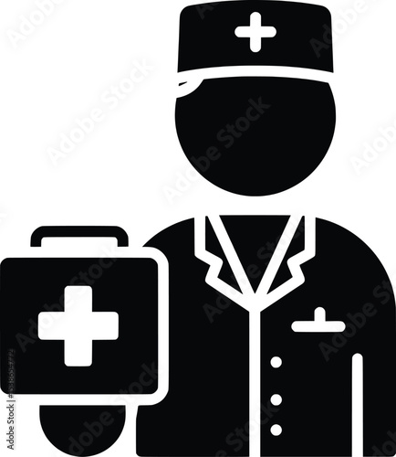 Healthcare Vector Illustration of a Doctor with Medical Case in Modern Clinic Environment