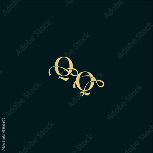bold concept design elegant and curvy style monogram QQ wedding logo initial letter