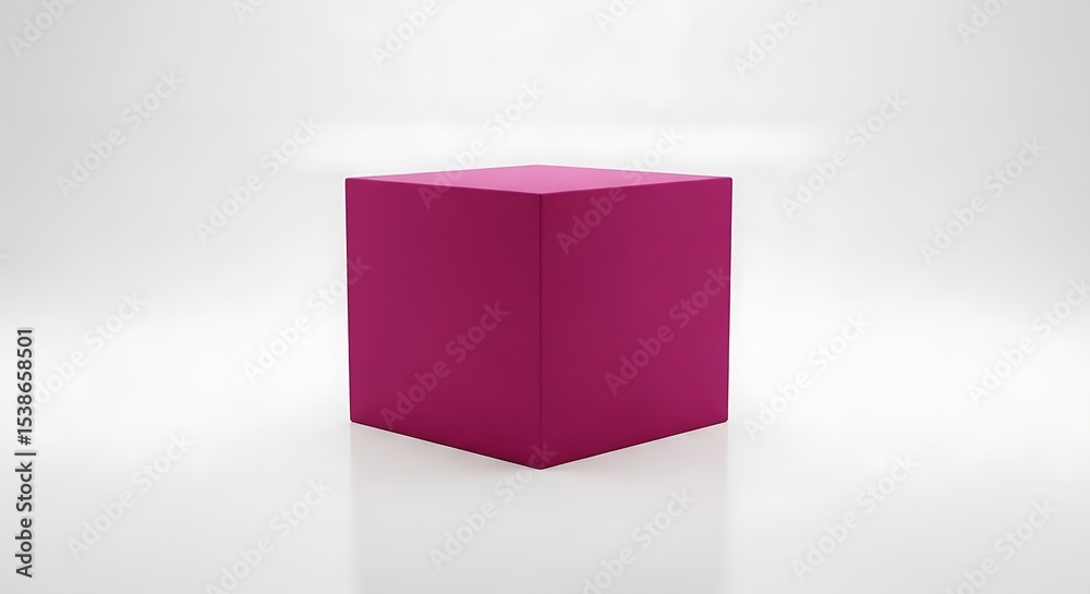 Fototapeta premium Pink cube object centered on white backdrop conveying simplicity and minimalism