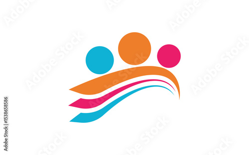 Human care adoption group network and social logo design vv.170