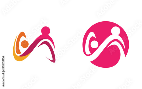 Human care adoption group network and social logo design vv.181