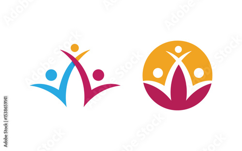 Human care adoption group network and social logo design vv.180