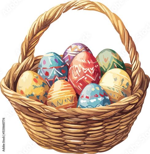 colorful easter eggs in basket